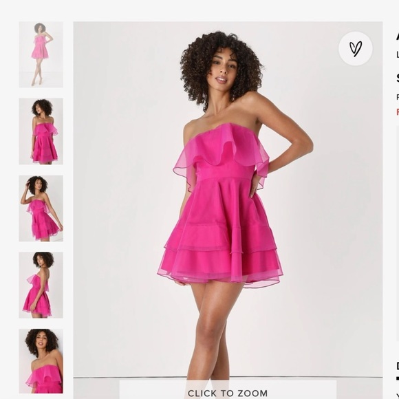 lulus ruffle organza pink strapless cocktail homecoming dress new with tags - Picture 1 of 4